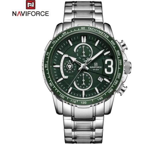 NAVIFORCE Chronograph Watches Men Sport Quartz Wristwatch Stainless Steel Waterproof Luminous Watch Male Clock Relogio Masculino