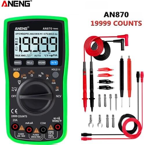ANENG AN870 Digital Multimeter 19999 Counts profissional transistor electrical tester 600v multi volt esrmeter lead set