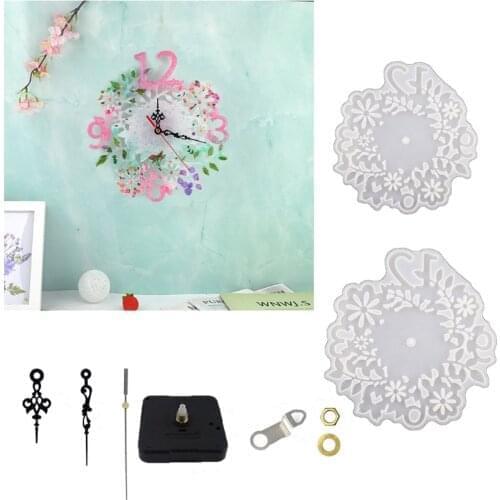 Flower Clock Wall Decoration Crystal Epoxy Resin Mold Hanging Ornaments Casting Silicone Mould DIY Crafts Home Decortives Castin