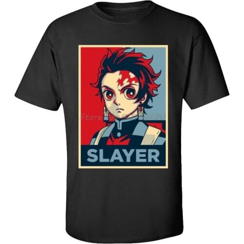 Demon Slayer Man T Shirt SLAYER Slim Fit T-shirt Fabric Short Sleeve Anime TShirt Men Cotton Tees Streetwear Harajuku