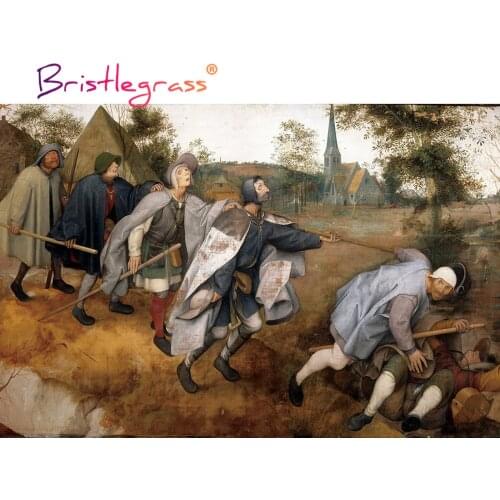 BRISTLEGRASS Wooden Jigsaw Puzzle 1000 Piece Parable of the Blind Pieter Bruegel Educational Toy Collectibles Painting Art Decor