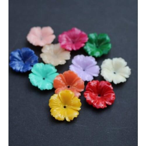 10pieces/lot) Carved 20mm 30mm Flowers Space parts Mix colors Artificial Coral Findings for Jewelry making