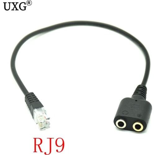 New 1PC 25cm Dual 3.5mm Audio Jack Female to Male RJ9 Plug Adapter Convertor Cable PC Computer Headset Telephone Using