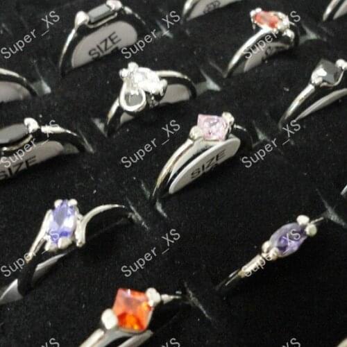 30pcs wholesale jewelry ring lots fashion women nice 100% zircon silver plated rings LB176 free shipping