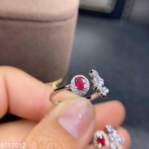 KJJEAXCMY fine jewelry S925 sterling silver inlaid natural gemstone ruby new girl popular ring support test Chinese style