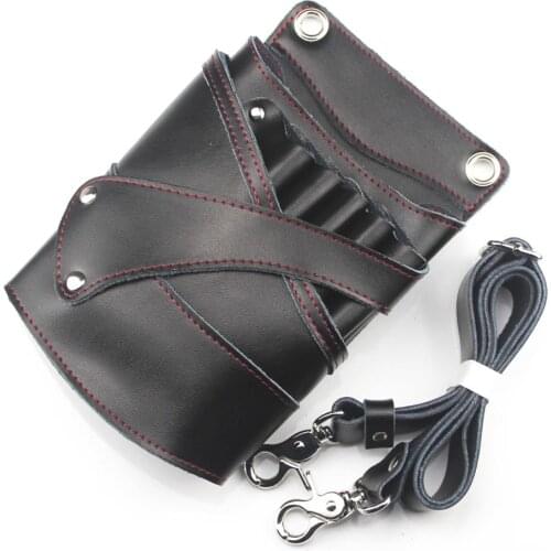 Leather Barber Hair Scissor Bag Hairdressing Holster Pouch Holder Case Bag with Waist Shoulder Belt Hair Tool
