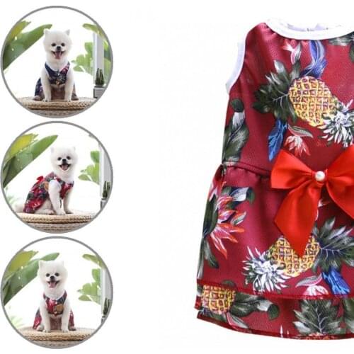 Lightweight Beautiful Puppy Kitten Casual Sleeveless Dress Thin Pet Clothing Bowknot Design for Summer