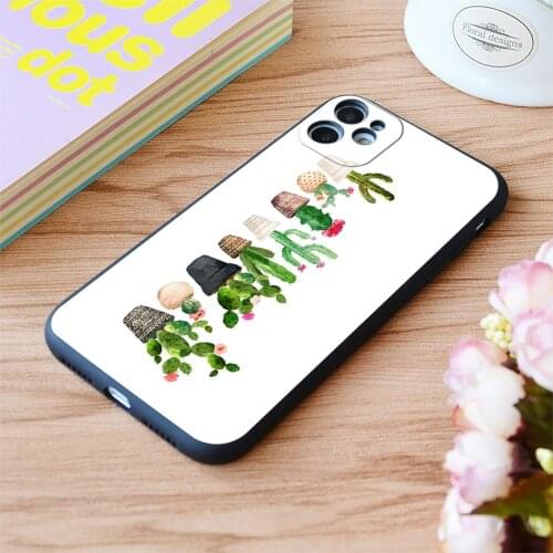 For iPhone Cactus Print Soft Matt Apple iPhone Case 6 7 8 11 12 Plus Pro X XR XS MAX SE