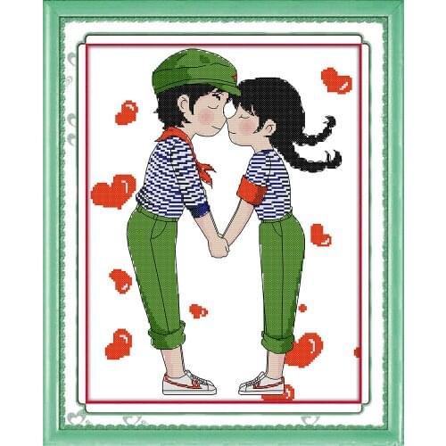 Hearts are linked together (3) cross stitch kit 14ct 11ct count print canvas stitching embroidery DIY handmade needlework