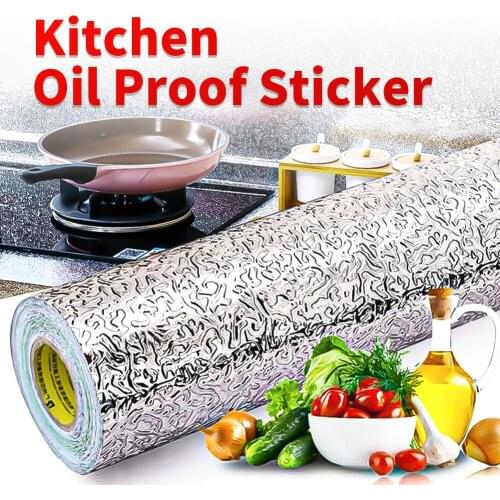 Meijuner Oilproof Waterproof Stickers Aluminum Foil for Kitchen Stove Cabinet Multi-Size Self Adhesive Wall Paster DIY Wallpaper