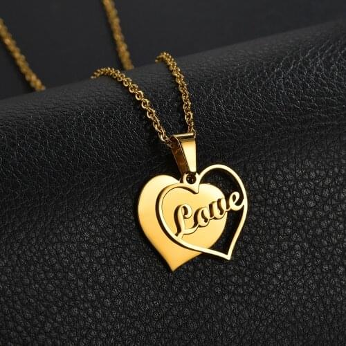 Stainless Steel Customized Heart Necklace Personalized Letters Numbers Romantic Pendant For Couple Parents Festival Jewelry Gift