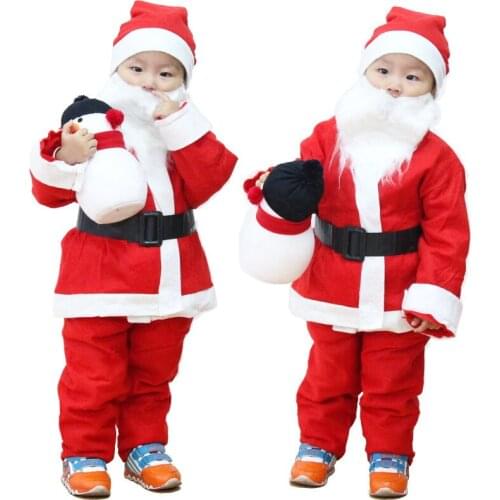 New Children Christmas Clothing Boys Girls Santa Suit Dress Santa Claus Costumes Newborn Infant Clothes with Beard