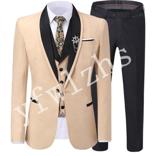 New Arrival One Button Groomsmen Shawl Lapel Groom Tuxedos Men Suits Wedding/Prom Best Man Blazer ( Jacket+Pants+Vest+Tie) B122