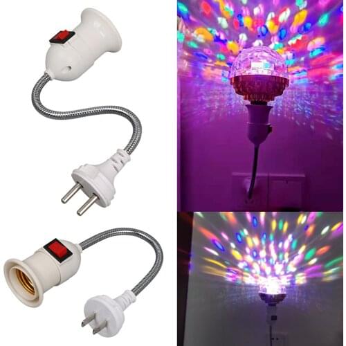 EU US Plug E27 Lamp Base 360 Degrees Flexible Desk Lamp Holder for Home Kitchen Energy Saving Light Extension Converter Socket