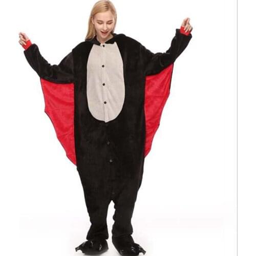 Pijama Mujer Cartoon Home Sleepwear Adult Bat Animal Onesies Women Flannel One-piece Pajamas Christmas Party Roleplay Costume