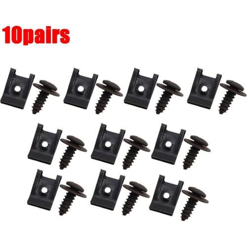 Spring U-type Clip With Screw 10 Set Black Bumper Car Fasteners Fender Durable