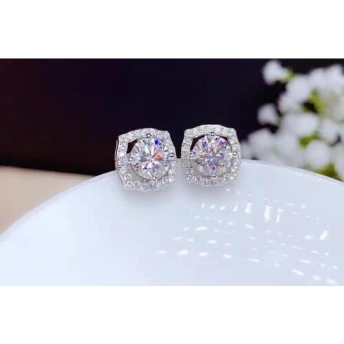 QTT Luxury Bling Stud Earrings Round Cubic Zirconia Earrings Fashion Silver 925 Earring Wedding Jewelry for Bride Women