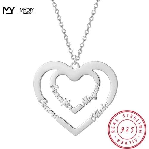 S925 Sterling Silver May new Fashion Elegant Double Love Custom Name Necklace Women Wedding Party Fine Jewelry Gift Summer
