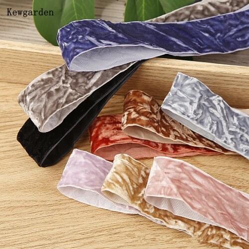 Kewgarden DIY Hairbow Brooch Accessories Flocking Velvet Ribbon 1" 1.5" 25 38 10mm Handmade Tape Gift Packing Webbing 5 Yards