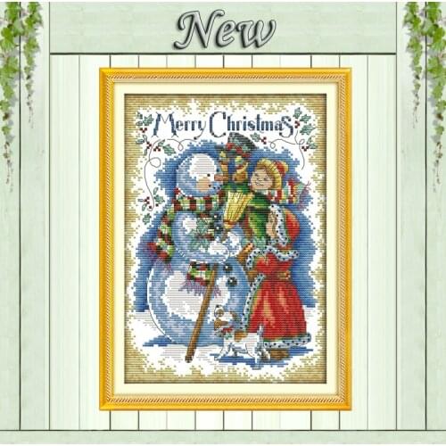 Merry Christmas,Pattern print on the canvas DMC 11CT 14CT Cross Stitch kits,needlework embroidery for Set,snow scenic Home Decor