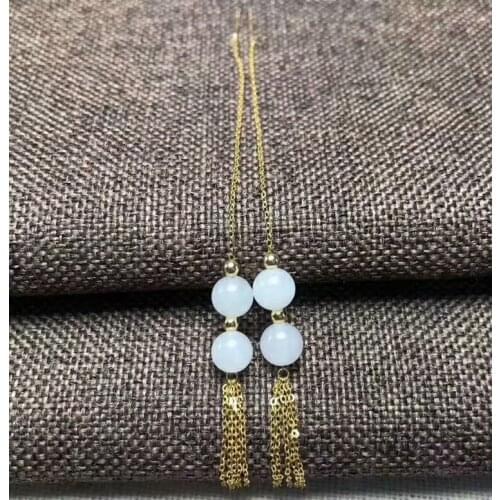 SHILOVEM 18k yellow gold Natural white Jasper drop earring classic fine Jewelry women wedding gift new myme0606hby