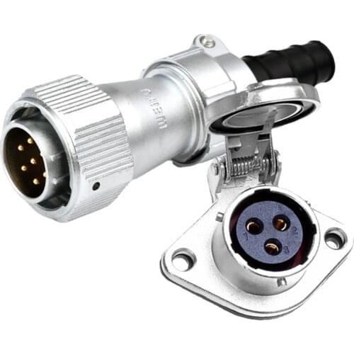 WY20 TI+ZG Male Female Plug Socket Metal M20 2Pin Connectors 3 4 5 7 9 12 15 Pin Waterproof Power Electrical Industrial Adapter