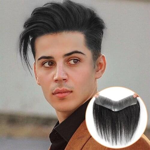XUANGUANG Synthetic Short Straight Hair Synthetic Mens Front Hairline Wig Tape Fixation Front Hairline for Men 100% Natural Hair