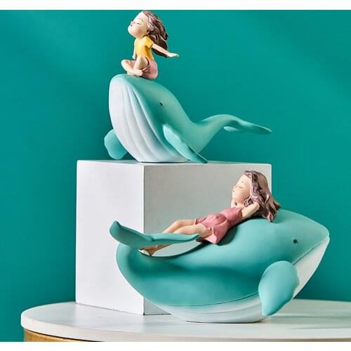 Nordic Modern Home Decoration Creative Whale Decoration Warm Childrens Room Figurines Decorative Figures Desk Accessories Gift