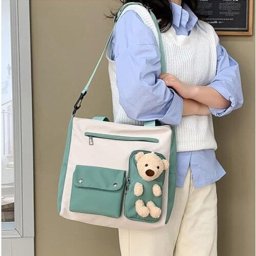 Lovely little bear female school bag Fashion shoulder bags Harajuku messenger student book bag for Teenage Girls Crossbody Bags