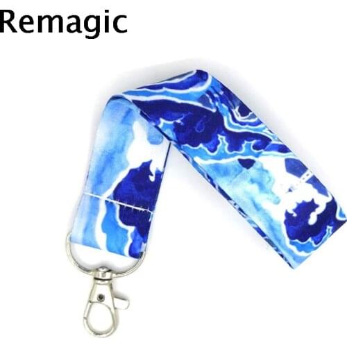 Hokusai Waves Wristlet hand Strap Lanyard keychain Mobile Phone Strap ID Badge Holder Key Chain Keyrings cosplay Accessory Gift