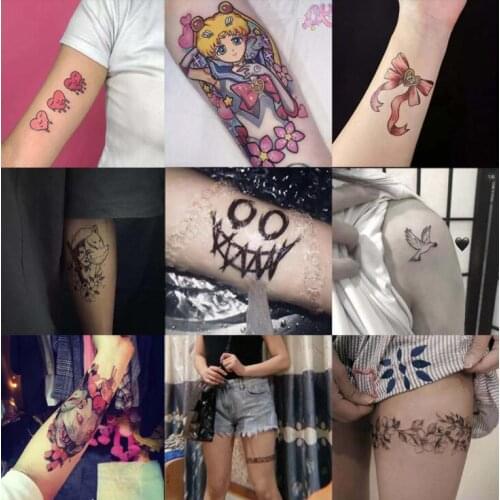 Anime tattoos Girls Temporary Tattoo Sticker Japanese Anime Fake Tattoos Decals Body Art Arm Fake Tatoo for Women Men
