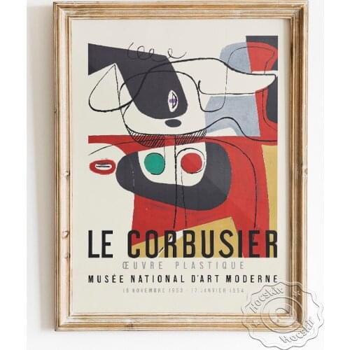 Le Corbusier Exhibition Cubism Museum Poster, Abstract Expressionism Canvas Painting, Mid Century Modern Wall Art Home Decor