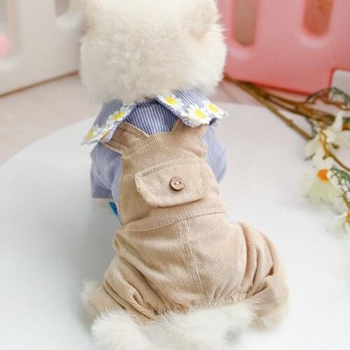 Floral Stripe Pet Dog Vest Clothes For Small Dogs French Bulldog Sphinx Shirts Cotton Puppy Cat Suit Clothing Four Legs Goods