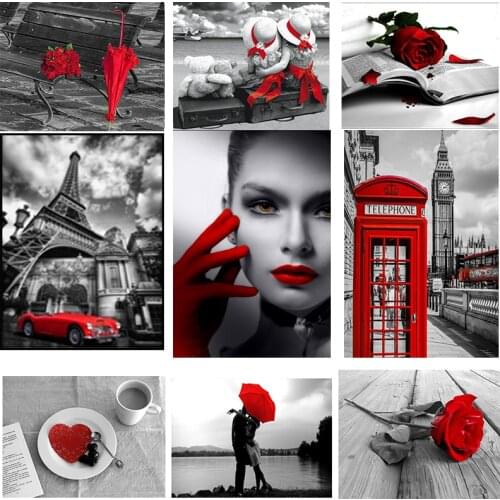 Zhui star 5d diy full square Diamond embroidery Red and black series diamond painting Cross Stitch Rhinestone mosaic decor zx