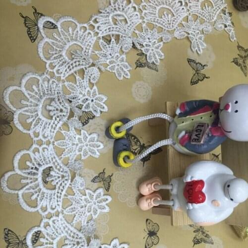 15Yards High Quality 11cm Wide White Water Soluble Lace Applique/ Black DIY Embroidered Lace Trims Accessories Ribbon Decoration