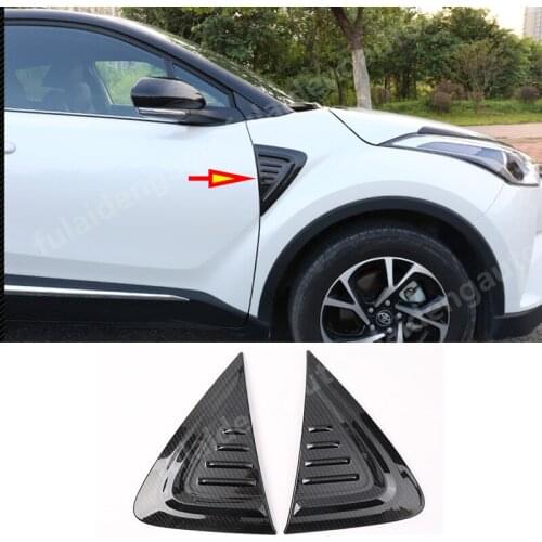 2pcs For Toyota C-HR CHR 2018-2021 Carbon fiber ABS Chrome Side Door Body Moulding fender decal Cover Trim car styling
