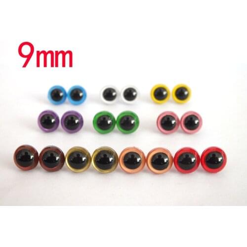 9mm 10 Color Plastic Safety Eyes For Teddy Bear Doll Animal Puppet Crafts--100pcs