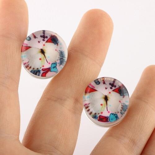 Butterfly Ear Piercing Acrylic Saddle Plugs Tunnels Gauges Black White Body Jewelry Earrings Expander Fashion Stretcher Ring