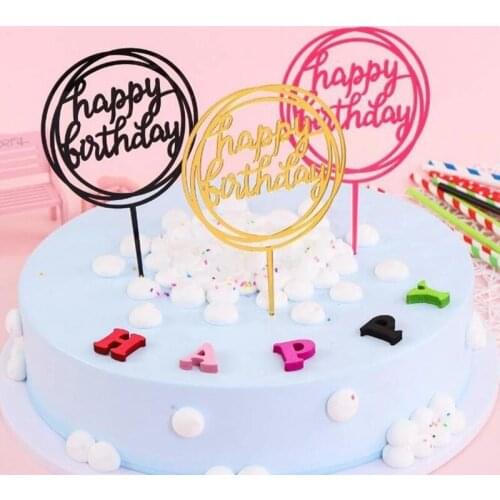 Happy Birthday Cake Topper Acrylic Letter Cake Toppers Party Supplies Happy Birthday Black Cake Decorations Baby Shower