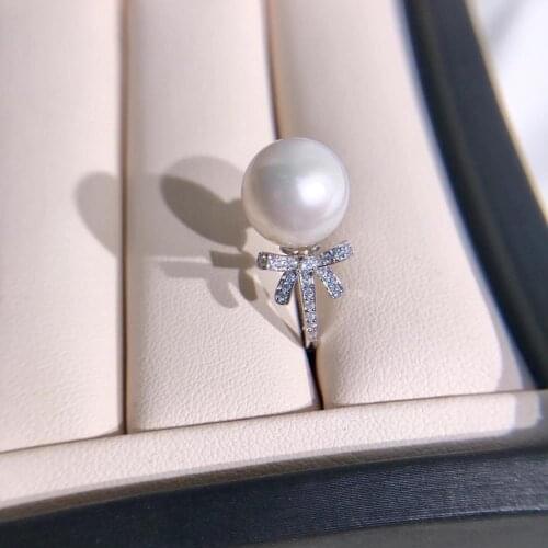 Bow Knot 925 Sterling Silver Adjustable Free Size Ring Settings Findings Mountings Parts for Pearl Corals Jade Crystal, 5pcs/lot