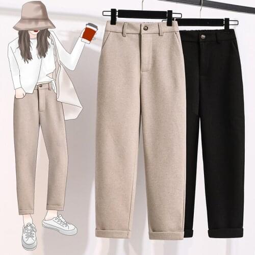 Black Cloth Plus Large Size Oversize Korean Vintage Autumn WomenS Clothing High Waist Trousers Fashion Pants For Girls