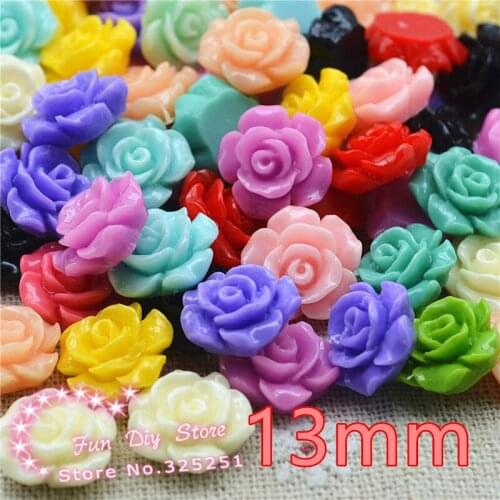 13mm resin flower camellia100pcs/lot mixed color flat back cabochon flower for hair bow center free shipping