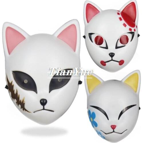 Demon Slayer Kamado Tanjirou Agatsuma Zenitsu Nezuko Sabito Makomo Blade Resin Halloween Horror Anime Fox Mask