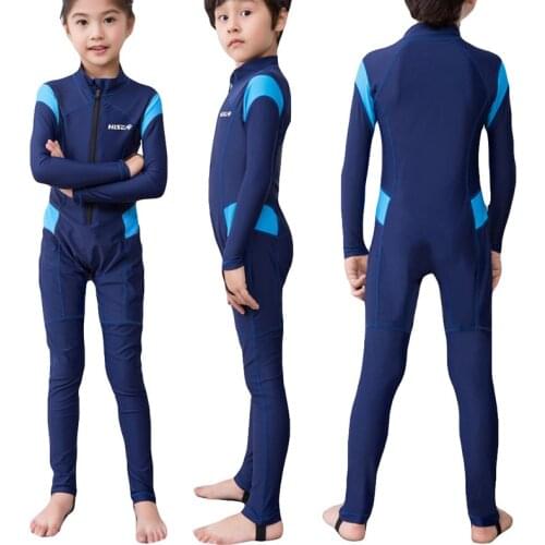 Kids Scuba- One-piece Diving Suit Snorkeling Wetsuit Surfing Beach Swimwear Dry Long-Sleeved Sun Protection