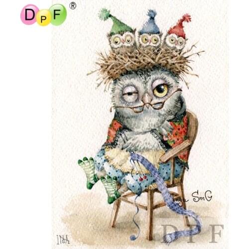 DPF owl knitting sweater diamond embroidery pattern diamond painting cross stitch diamond mosaic kit yull square diamond crafts