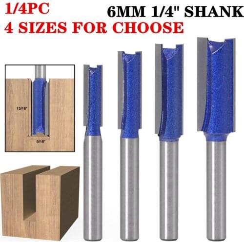 1-4pcs 6mm/6.35mm Shank Straight/Dado Wood Router Bit Wood Working Cutting Tools