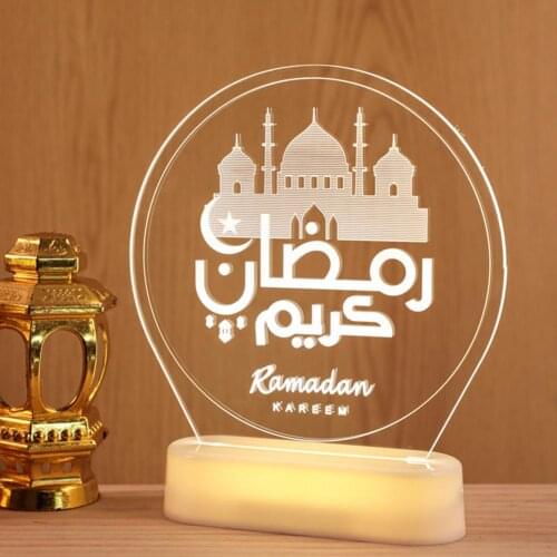 Eid Mubarak Ramadan Decoration Night Lamp Remote Control Castle Moon Shaped Ornaments Islamic Muslim DIY Holiday Party Decor
