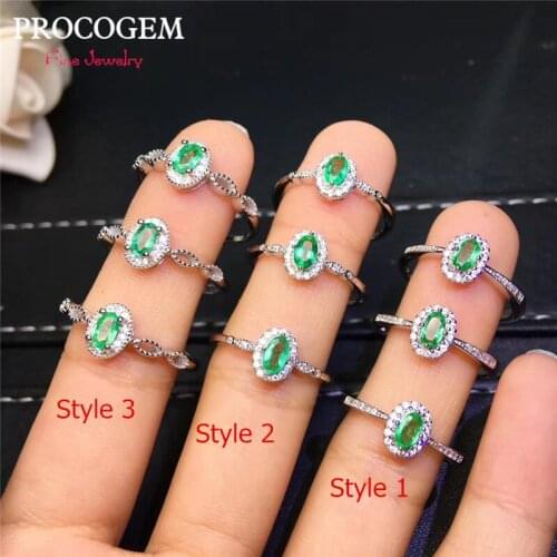 Natural Emerald Rings with CZ for Ladies Anniversary Party Fine gifts 3X5mm 0.25Ct Genuine gemstones 925 Sterling Silver #505
