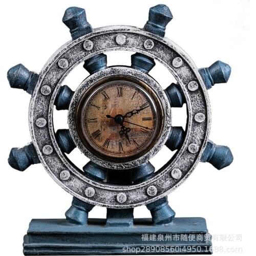 Fashion retro globe sculpture decor creative home decoration nostalgic crafts office desktop clock miniature resin statue clocks