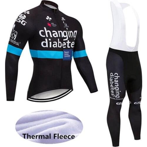 2019 New men Winter thermal fleece Cycling Jersey Bib Pants suit outdoor road bike Clothes Warm MTB racing team clothing Y021601